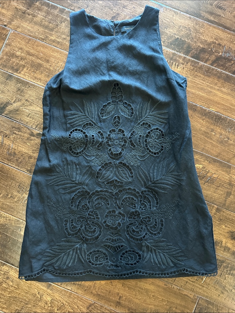 Black linen shift dress